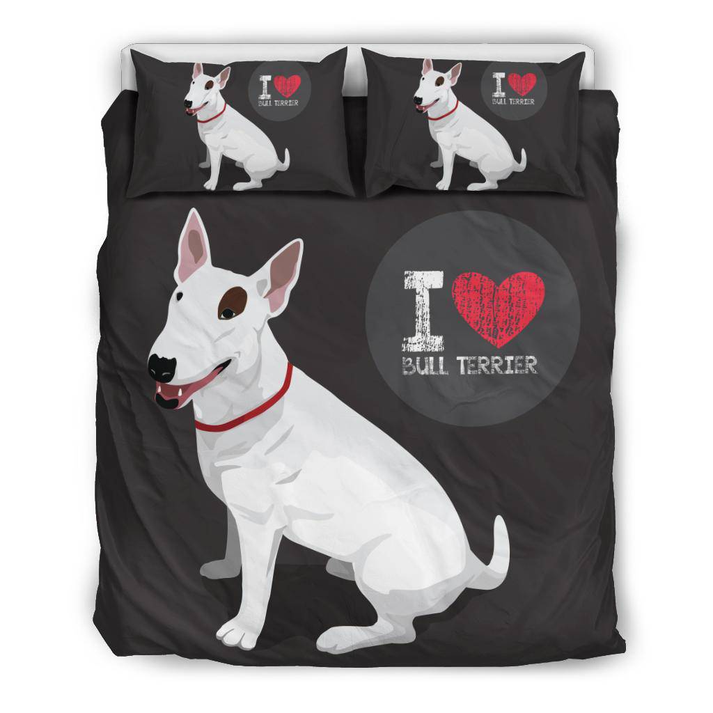 I Love Bull Terrier Dog Lover Cartoon Bedding Set - Top Content | POD Collection | Free Shipping