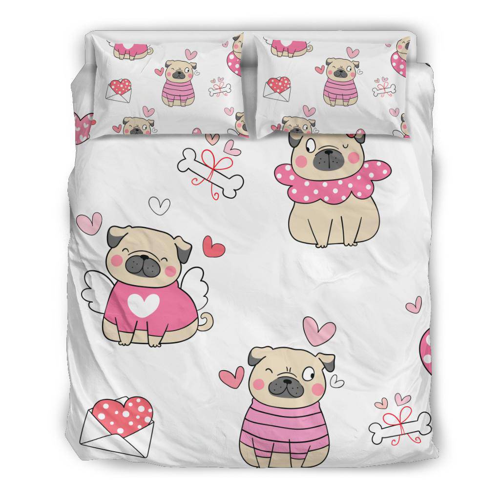 Pug Dog Love Seamless Pretty Background Bedding Set - Top Content | POD Collection | Free Shipping