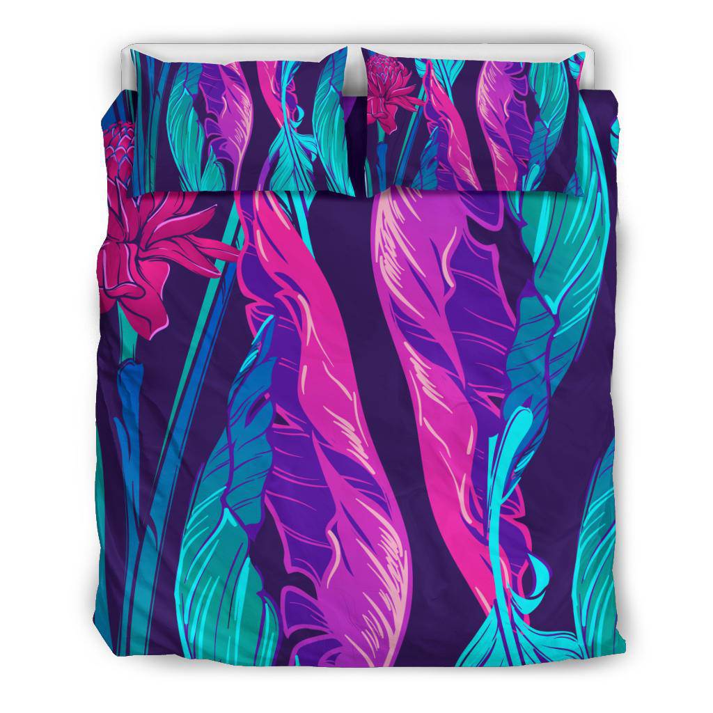 Purple Banana leaves Etligeria Flower Bedding Set - Top Content | POD Collection | Free Shipping