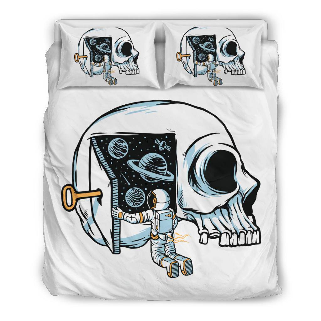 Skull Astronaut Opening Universe Door Bedding Set - Top Content | POD Collection | Free Shipping