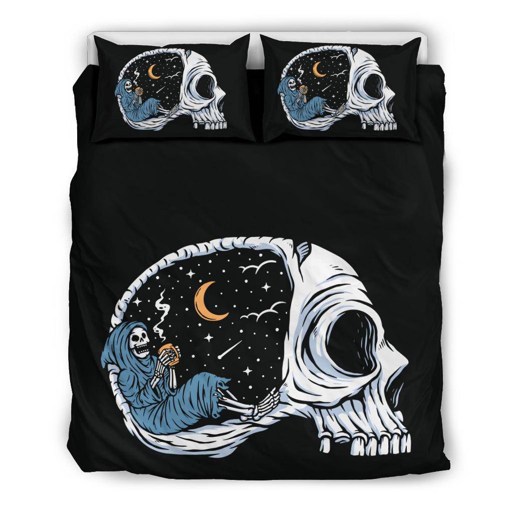 Skull Death Reaper Enjoy The Night Cartoon Bedding Set - Top Content | POD Collection | Free Shipping