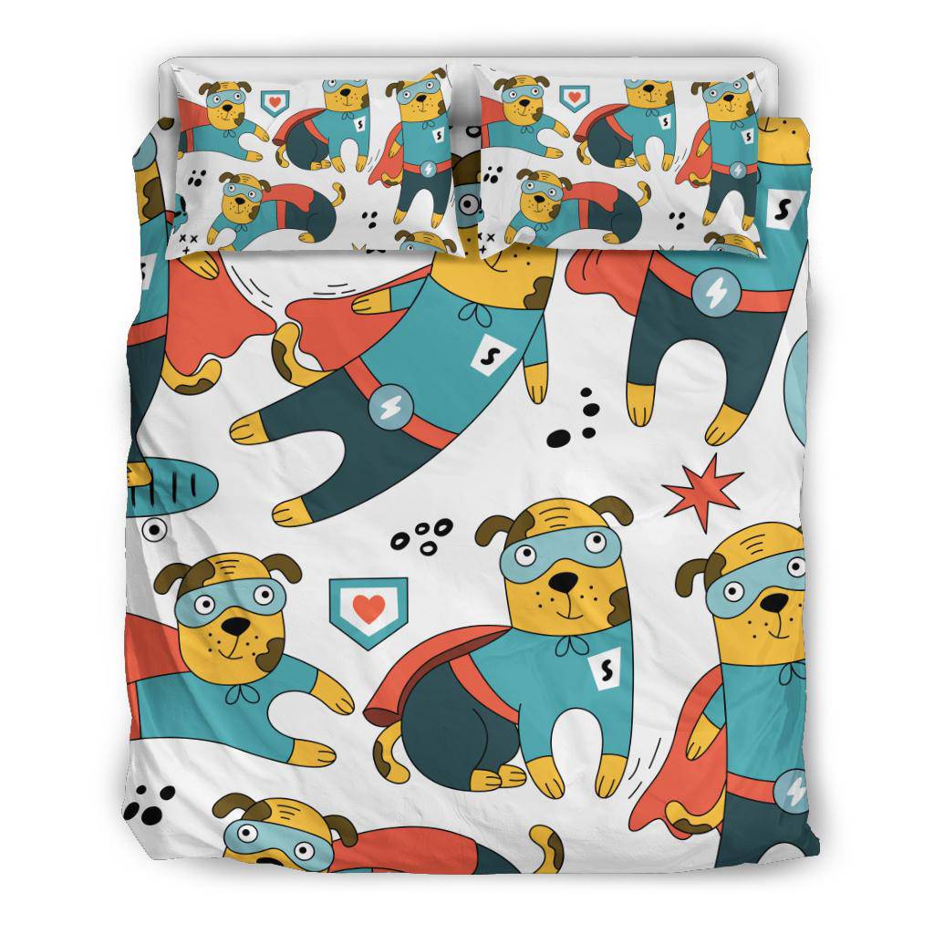 Super Hero Dog Character Seamless Cartoon Pattern Bedding Set - Top Content | POD Collection | Free Shipping