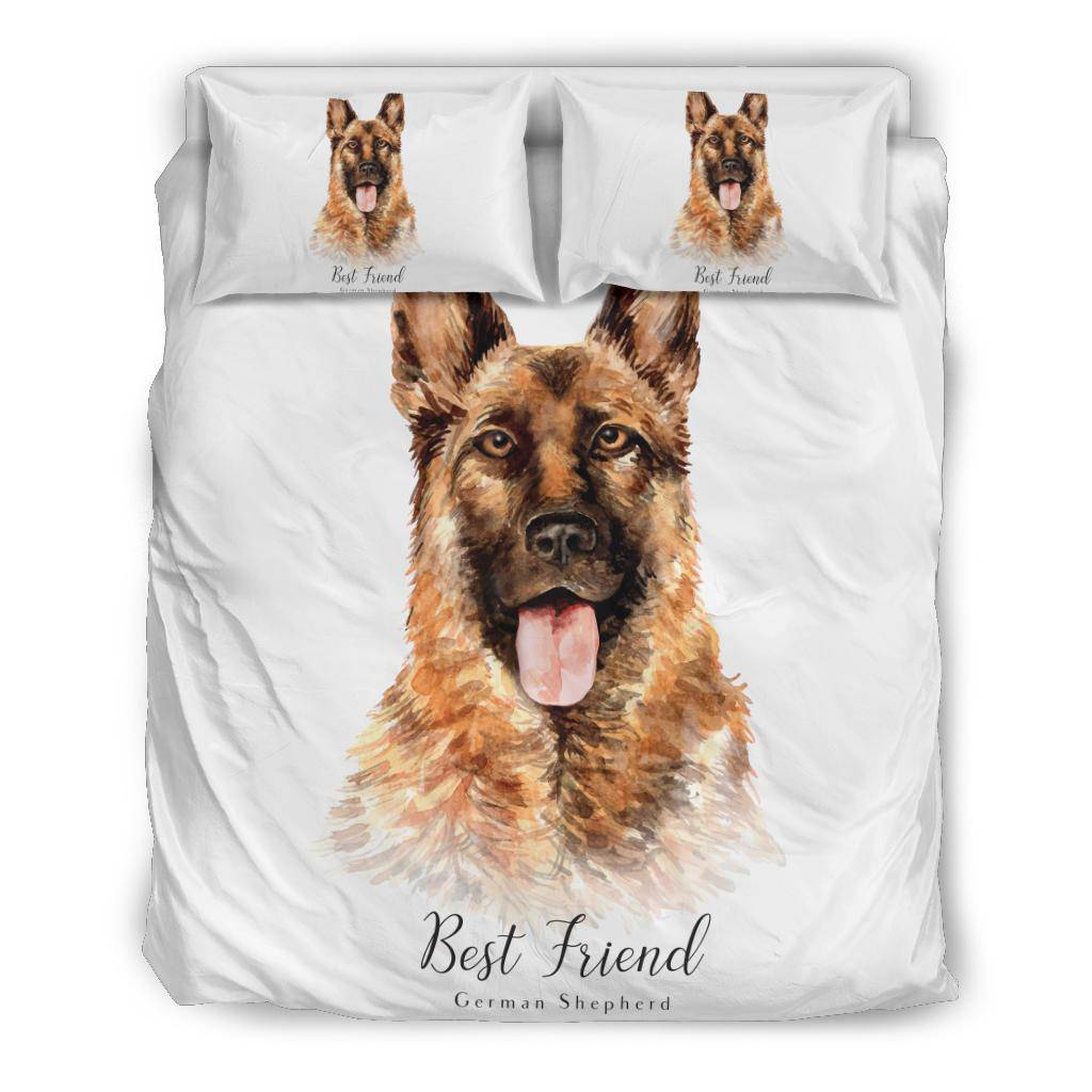 Best Friend German Shepherd Bedding Set, Watercolor Dog Portrait Drawing - Top Content | POD Collection | Free Shipping