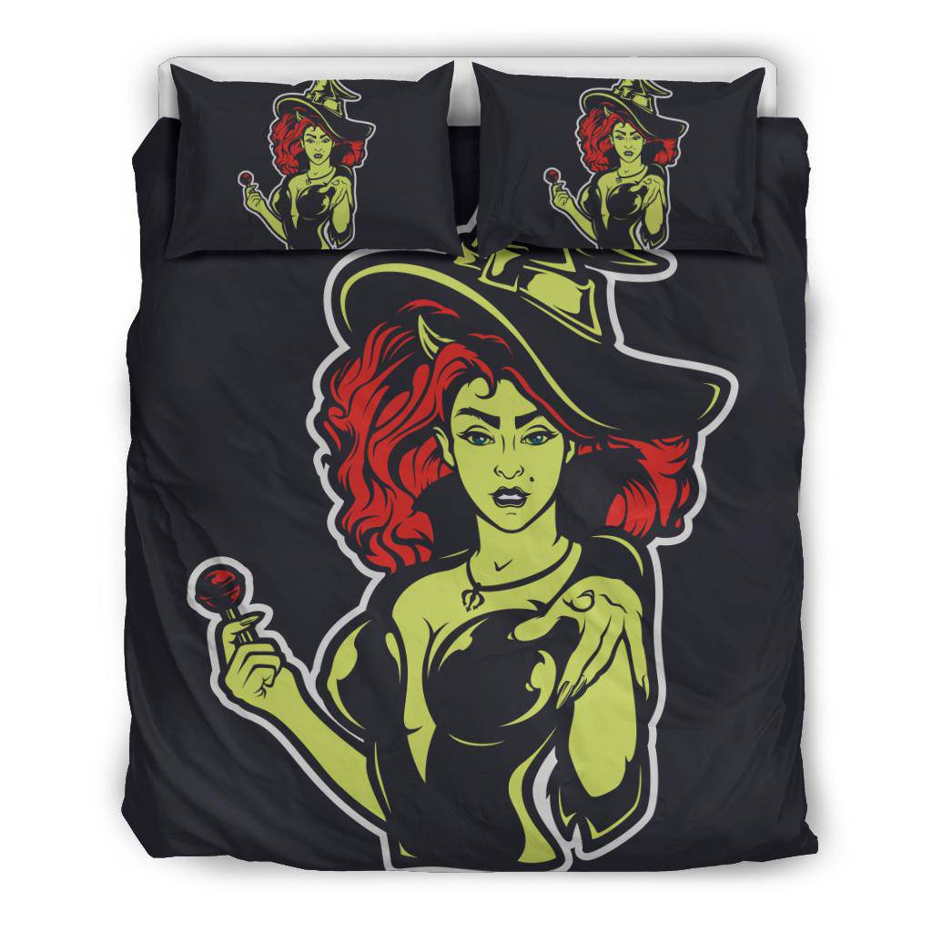 Cool Halloween Witch Cartoon Illustration Bedding Set - Top Content | POD Collection | Free Shipping