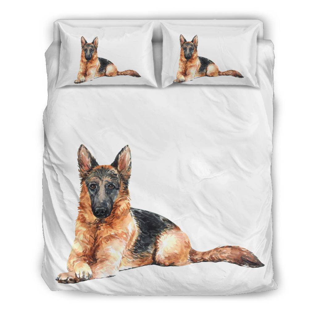 German Shepherd Bedding Set, Hand Drawn Watercolor Dog Drawing - Top Content | POD Collection | Free Shipping