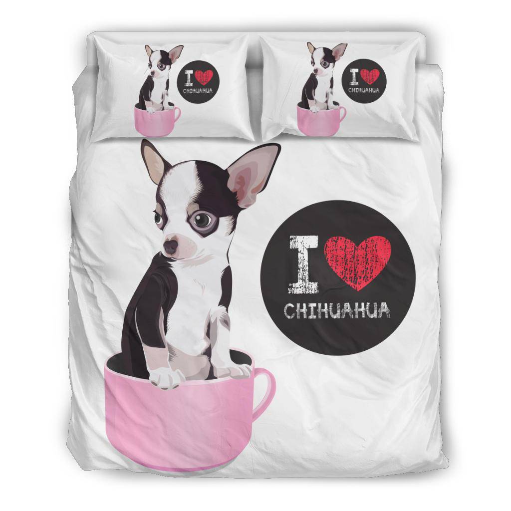 I Love Chihuahua, Cute Dog Cartoon Illustration Bedding Set - Top Content | POD Collection | Free Shipping