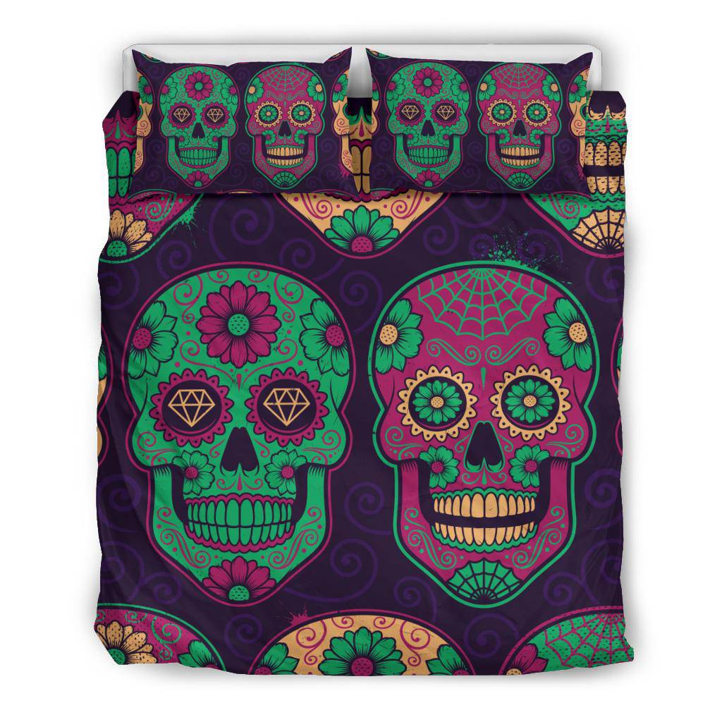 Mexican Calavera Skull Colourful Pattern Background Bedding Set - Top Content | POD Collection | Free Shipping