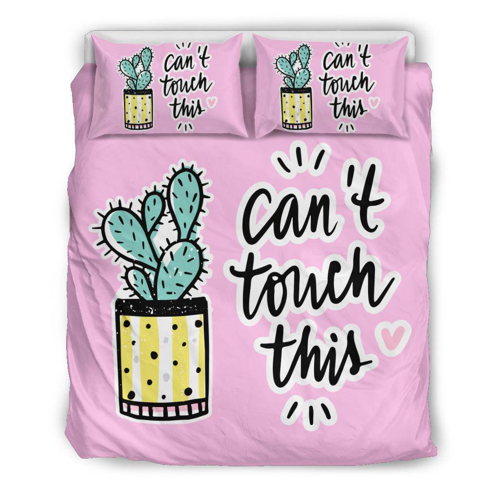 Positive Cactus Plant Cartoon Bedding Set, Can't Touch This Quote - Top Content | POD Collection | Free Shipping