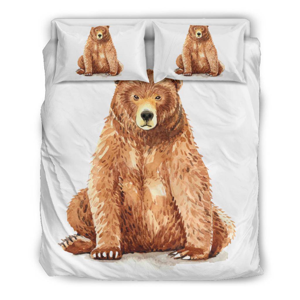 Watercolour Bear Painting Illustration, Cartoon Bedding Set - Top Content | POD Collection | Free Shipping