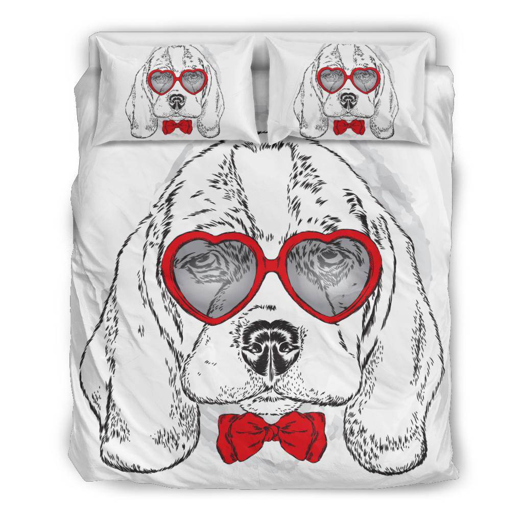 Beagle Dog Breed with Cute Heart Sunglasses Bedding Set - Top Content | POD Collection | Free Shipping