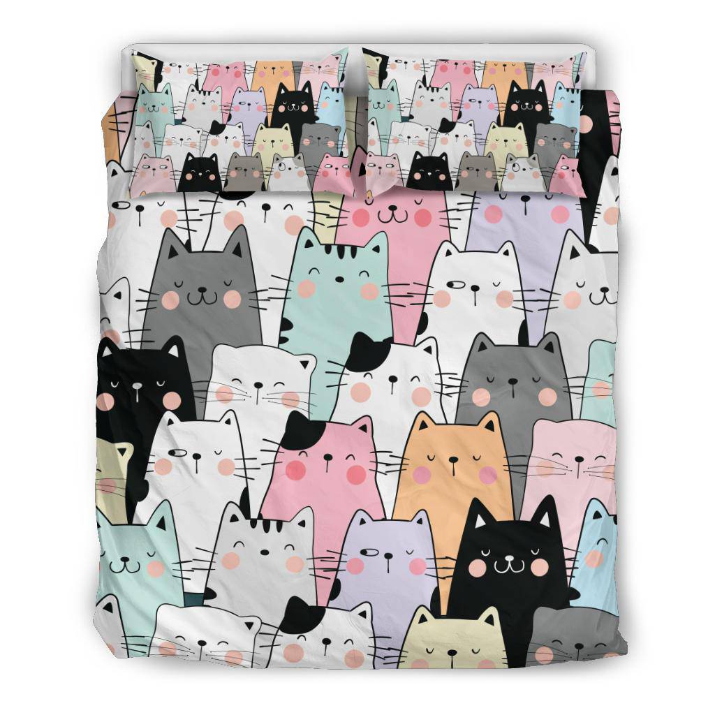 Colorful Cat Pattern Bedding Set - Top Content | POD Collection | Free Shipping