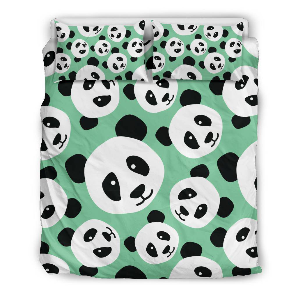 Cute Panda Head Green Bedding Set - Top Content | POD Collection | Free Shipping