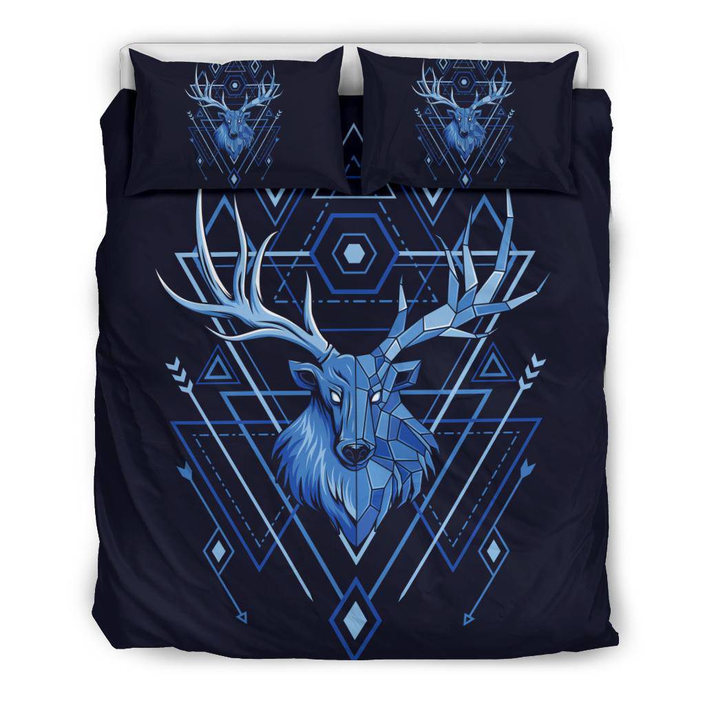 Deer Head Geometry Style Blue Bedding Set - Top Content | POD Collection | Free Shipping