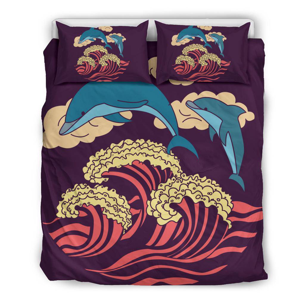 Dolphins in the Sea Purple Bedding Set - Top Content | POD Collection | Free Shipping