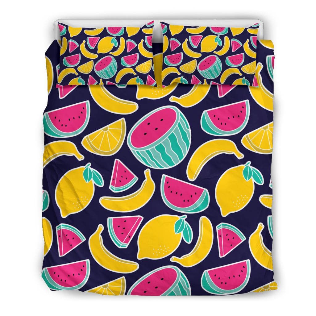 Fruits Banana Watermelon Lemon Colorful Pattern Bedding Set - Top Content | POD Collection | Free Shipping