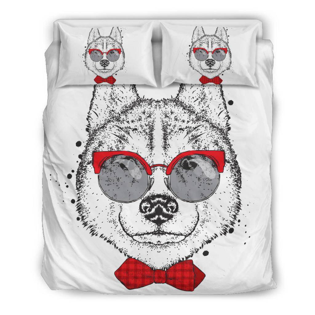 Husky Dog with Heart Sunglasses Valentines day Bedding Set - Top Content | POD Collection | Free Shipping