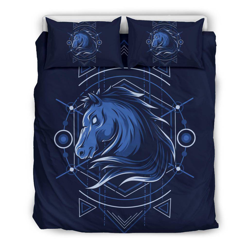 Horse Head Geometry Blue Bedding Set - Top Content | POD Collection | Free Shipping