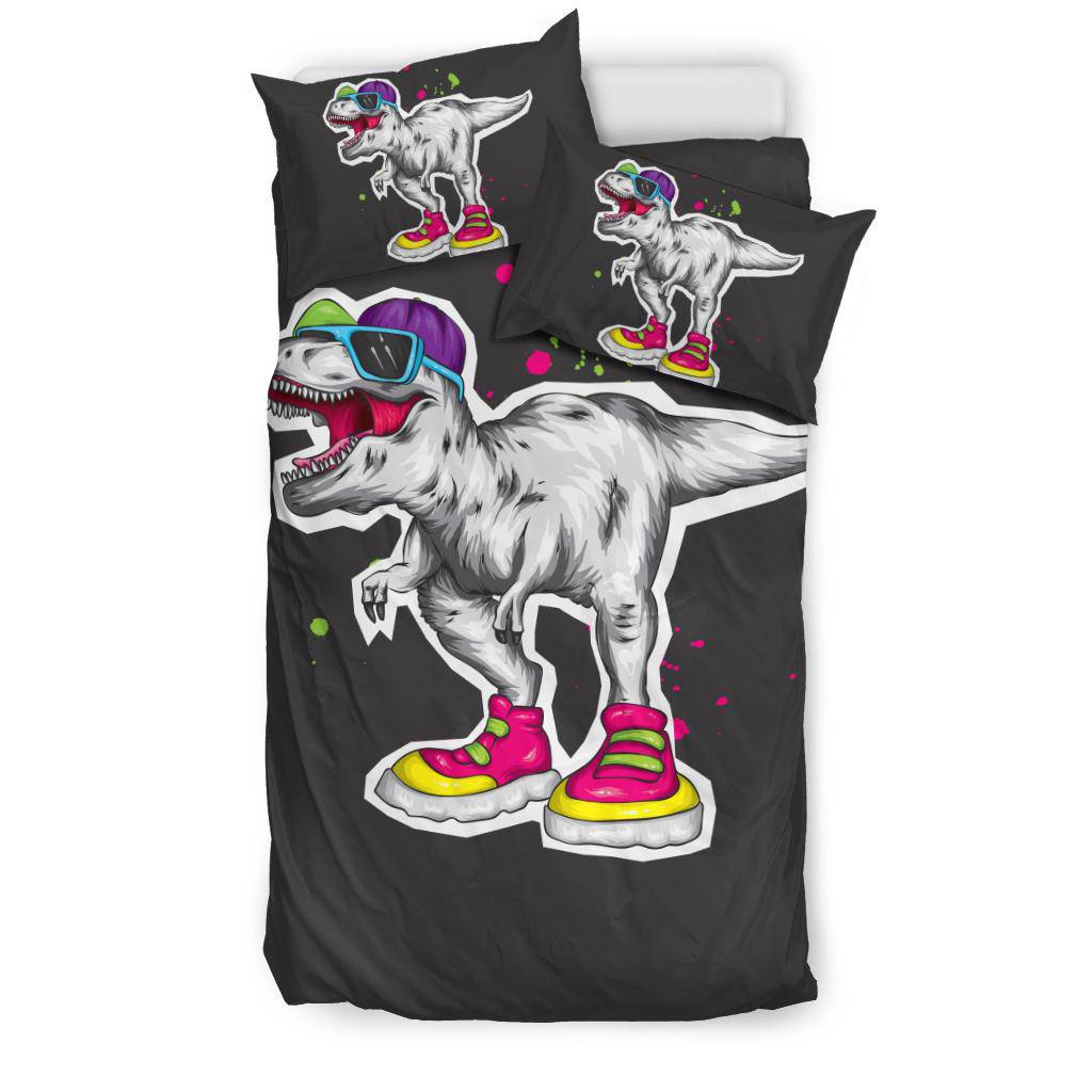 Cool Dinosaur Cap Glasses Sneakers Bedding Set - Top Content | POD Collection | Free Shipping