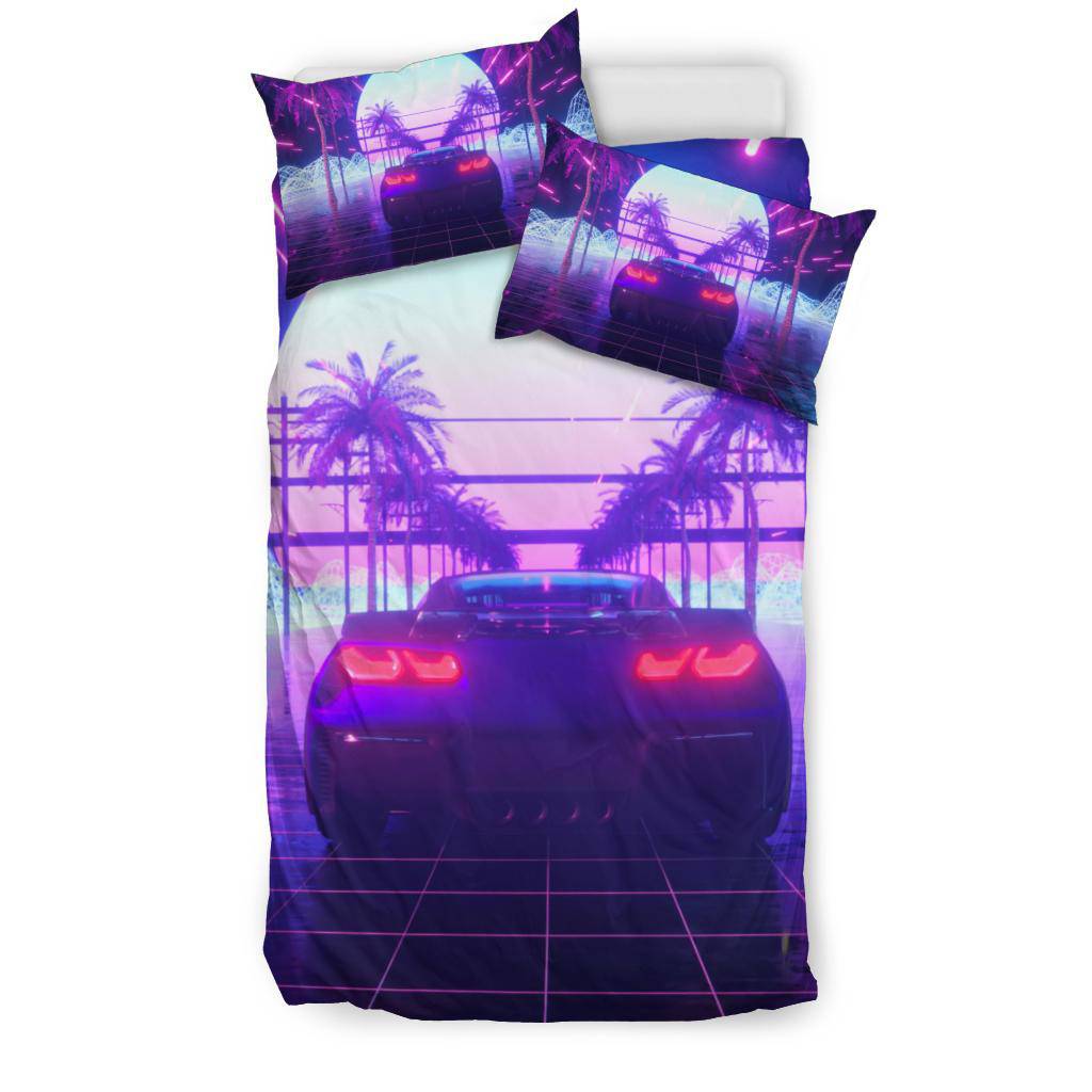 Car Neon Palms Bedding Set - Top Content | POD Collection | Free Shipping