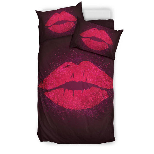 Pink Sparkling Lips Bedding Set - Top Content | POD Collection | Free Shipping