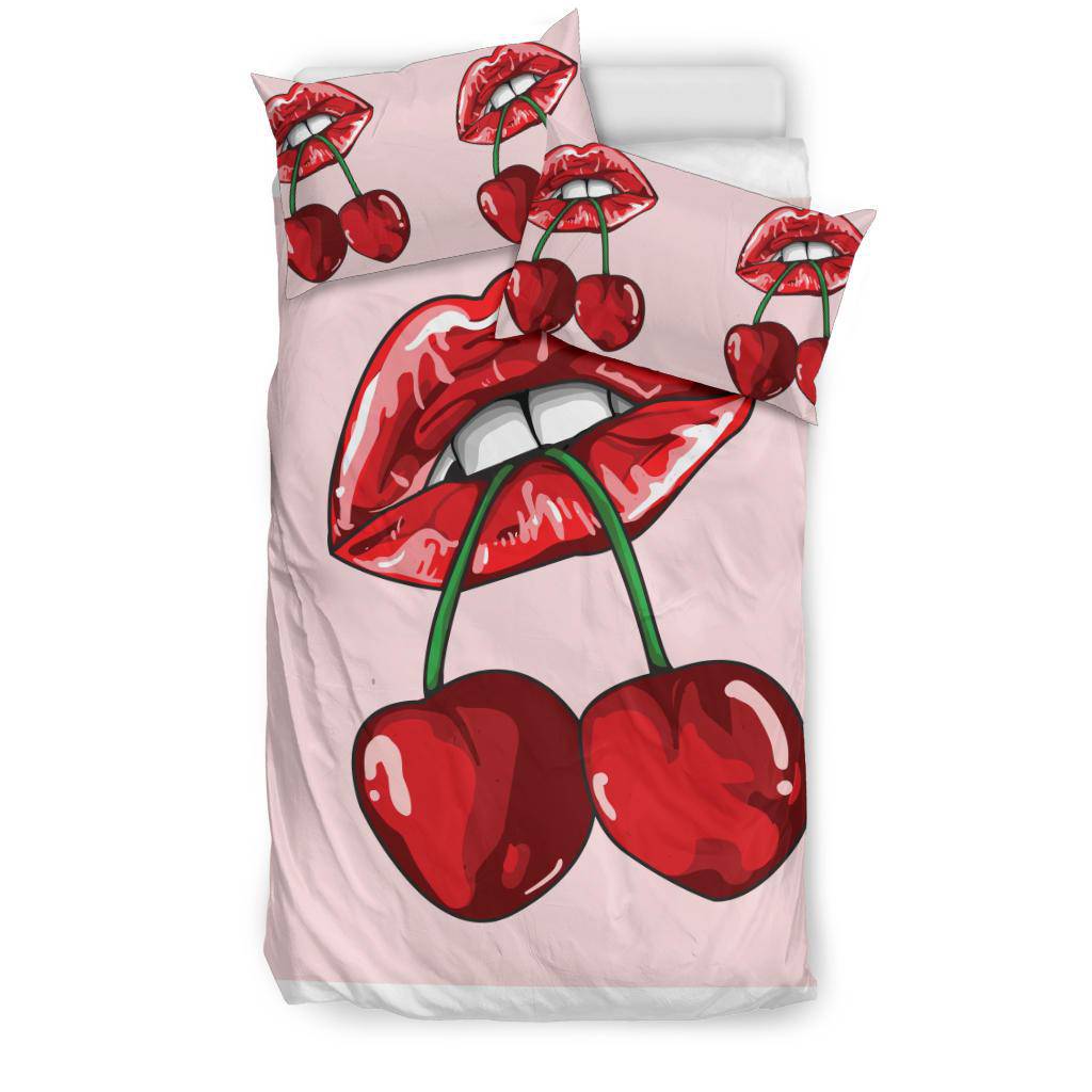 Lips Bitting Cherry Bedding Set - Top Content | POD Collection | Free Shipping