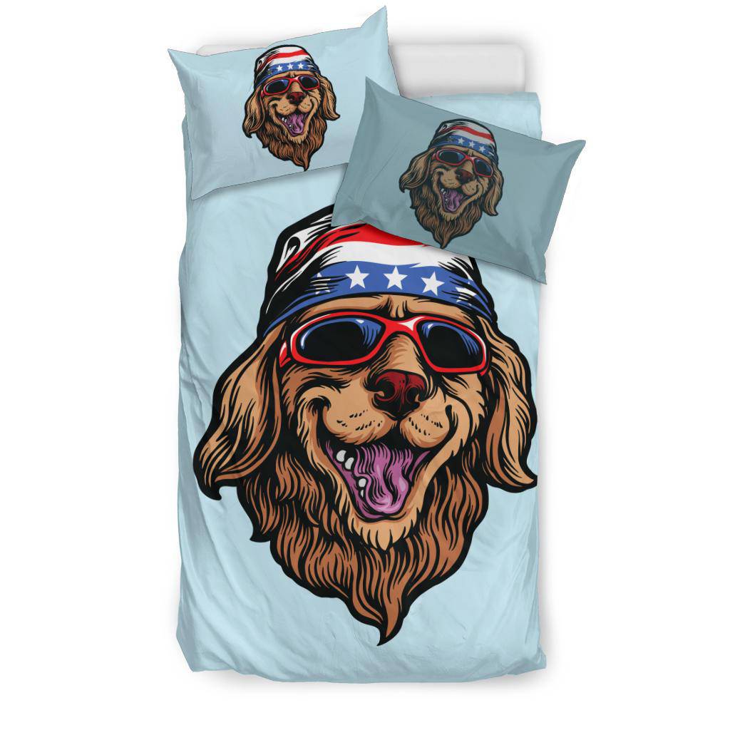 American Golden Retriever Cartoon Bedding Set - Top Content | POD Collection | Free Shipping