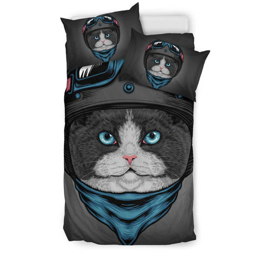 Cat Head with Helmet Bedding Set - Top Content | POD Collection | Free Shipping