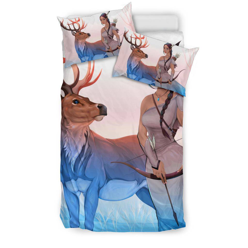 Hunter Woman with a Bow and Deer Bedding Set - Top Content | POD Collection | Free Shipping