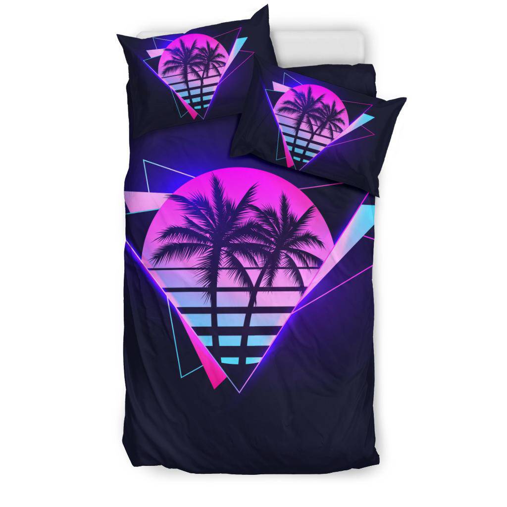 Neon Sunset and Palms Bedding Set - Top Content | POD Collection | Free Shipping