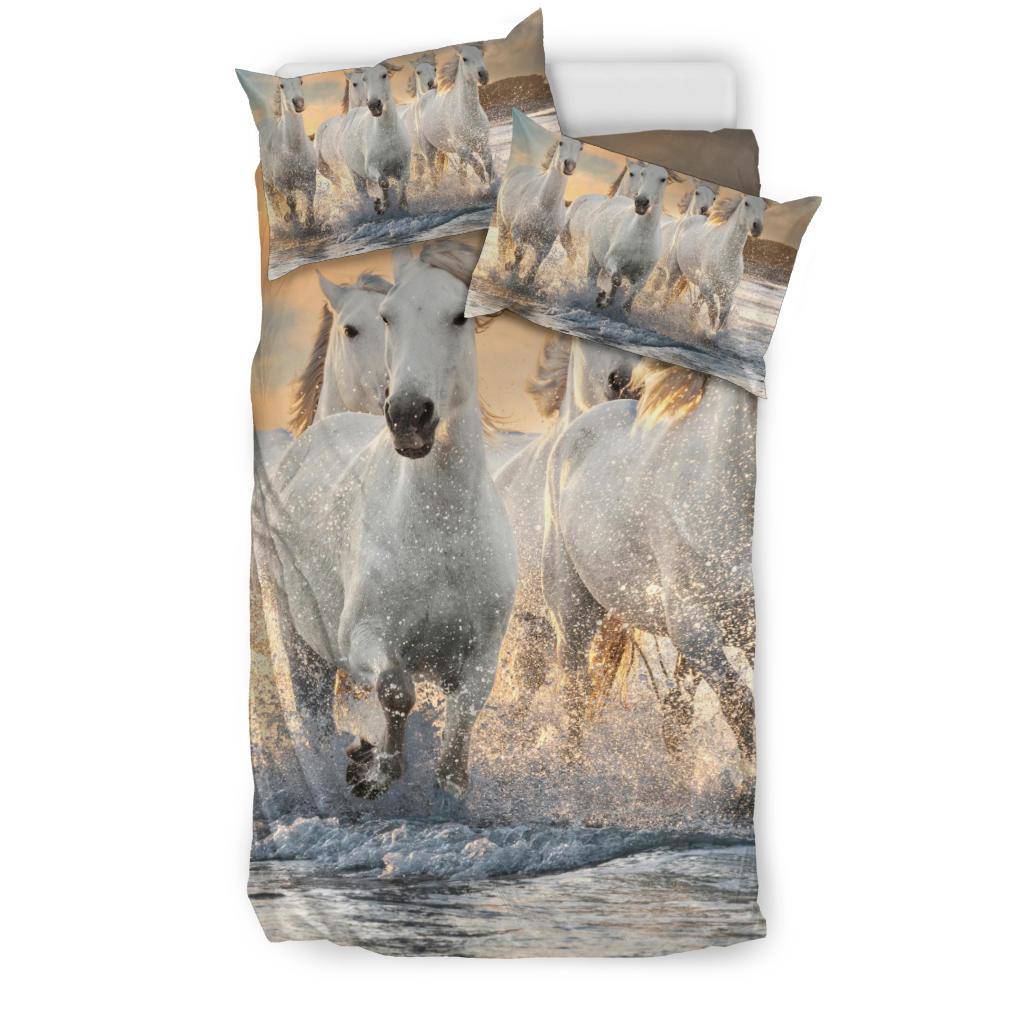 White Horses Bedding Set - Top Content | POD Collection | Free Shipping