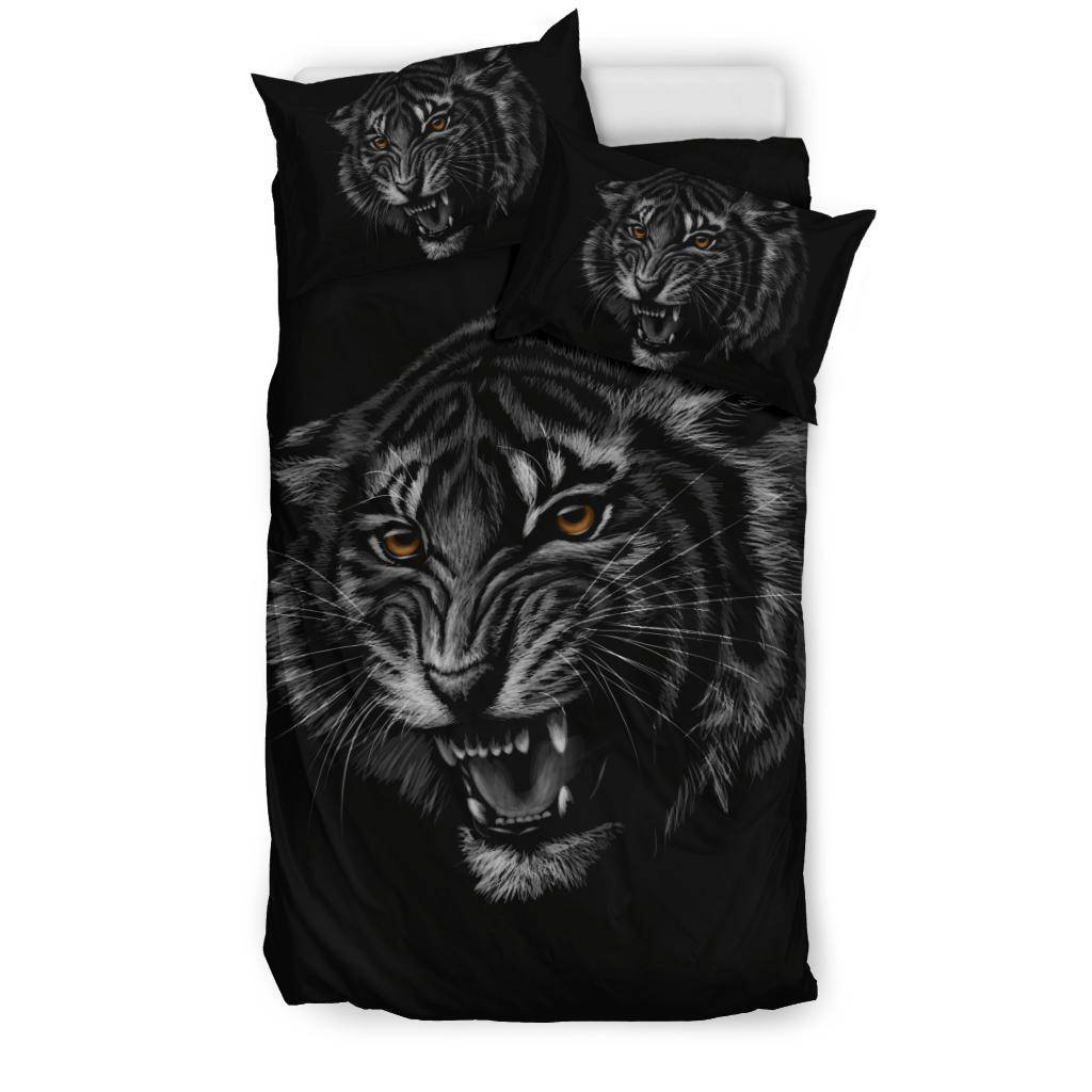 Angry Tiger Cartoon Black Bedding Set - Top Content | POD Collection | Free Shipping