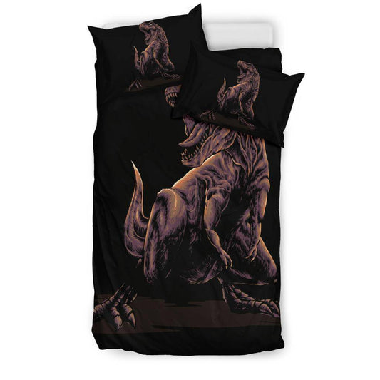 Angry Dinosaur Black Bedding Set - Top Content | POD Collection | Free Shipping