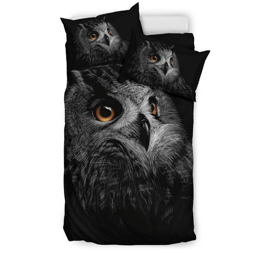 Owl Cartoon Black Bedding Set - Top Content | POD Collection | Free Shipping