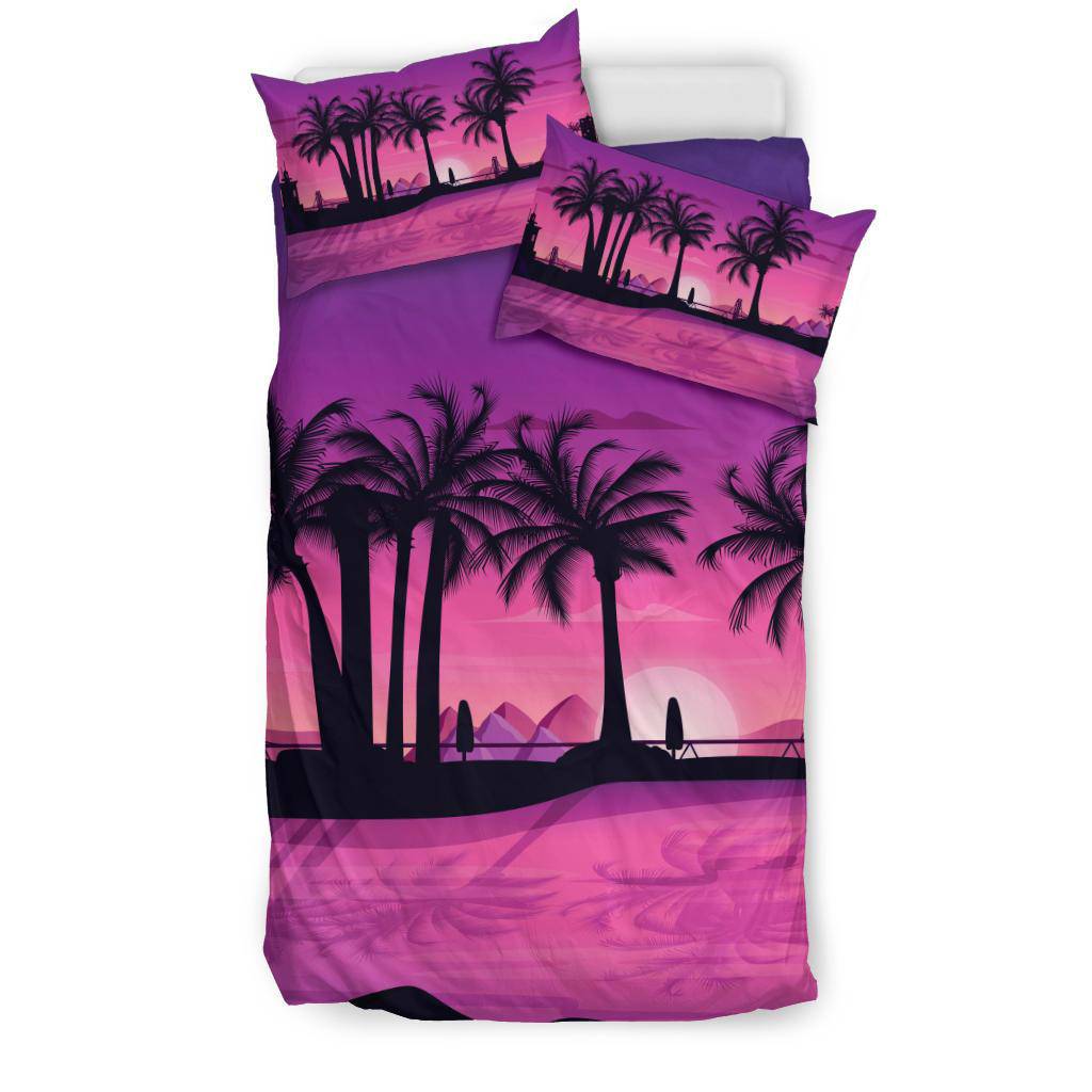 Pink Palm Beach Bedding Set - Top Content | POD Collection | Free Shipping