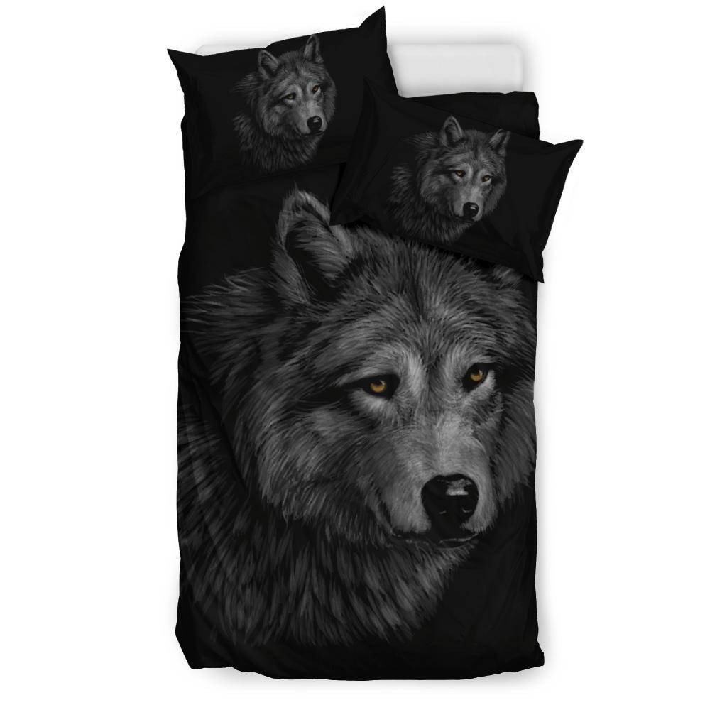 Wolf Cartoon Black Bedding Set - Top Content | POD Collection | Free Shipping