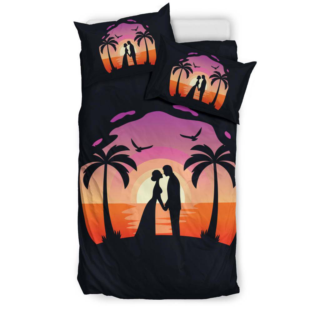 Couple Kiss Sunset Beach Bedding Set - Top Content | POD Collection | Free Shipping