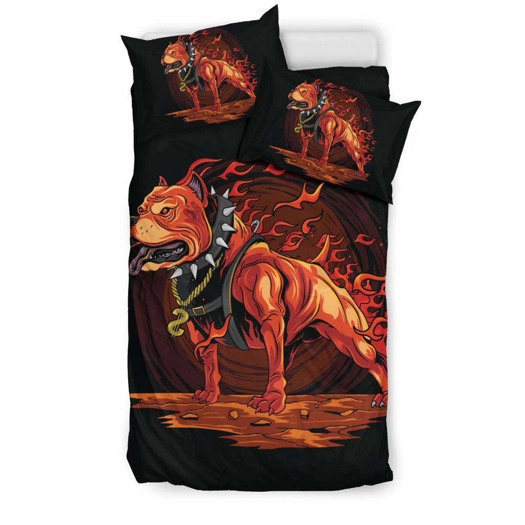 Pitbull Dog On Fire Hell Bedding Set - Top Content | POD Collection | Free Shipping