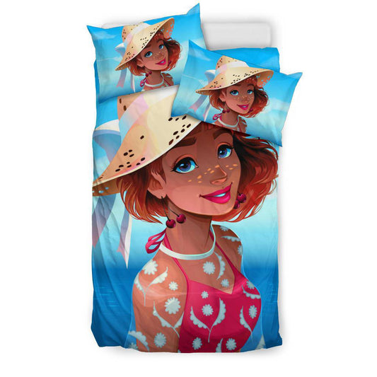 Portrait Beautiful Girl With Hat Bedding Set - Top Content | POD Collection | Free Shipping