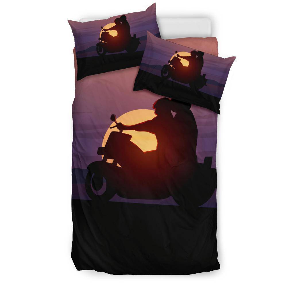 Motorcycle Silhouette Sunset Bedding Set - Top Content | POD Collection | Free Shipping