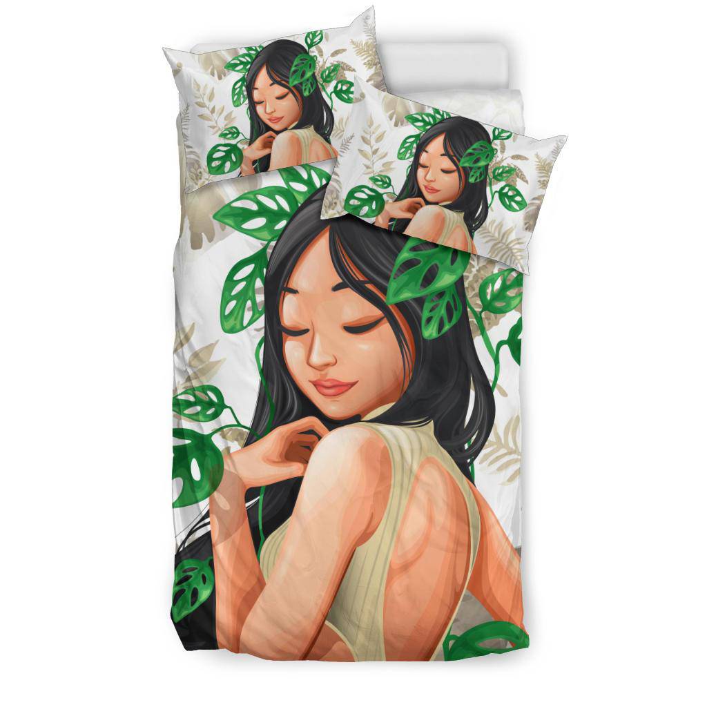 Monstera Plants Girl Love Nature Bedding Set - Top Content | POD Collection | Free Shipping