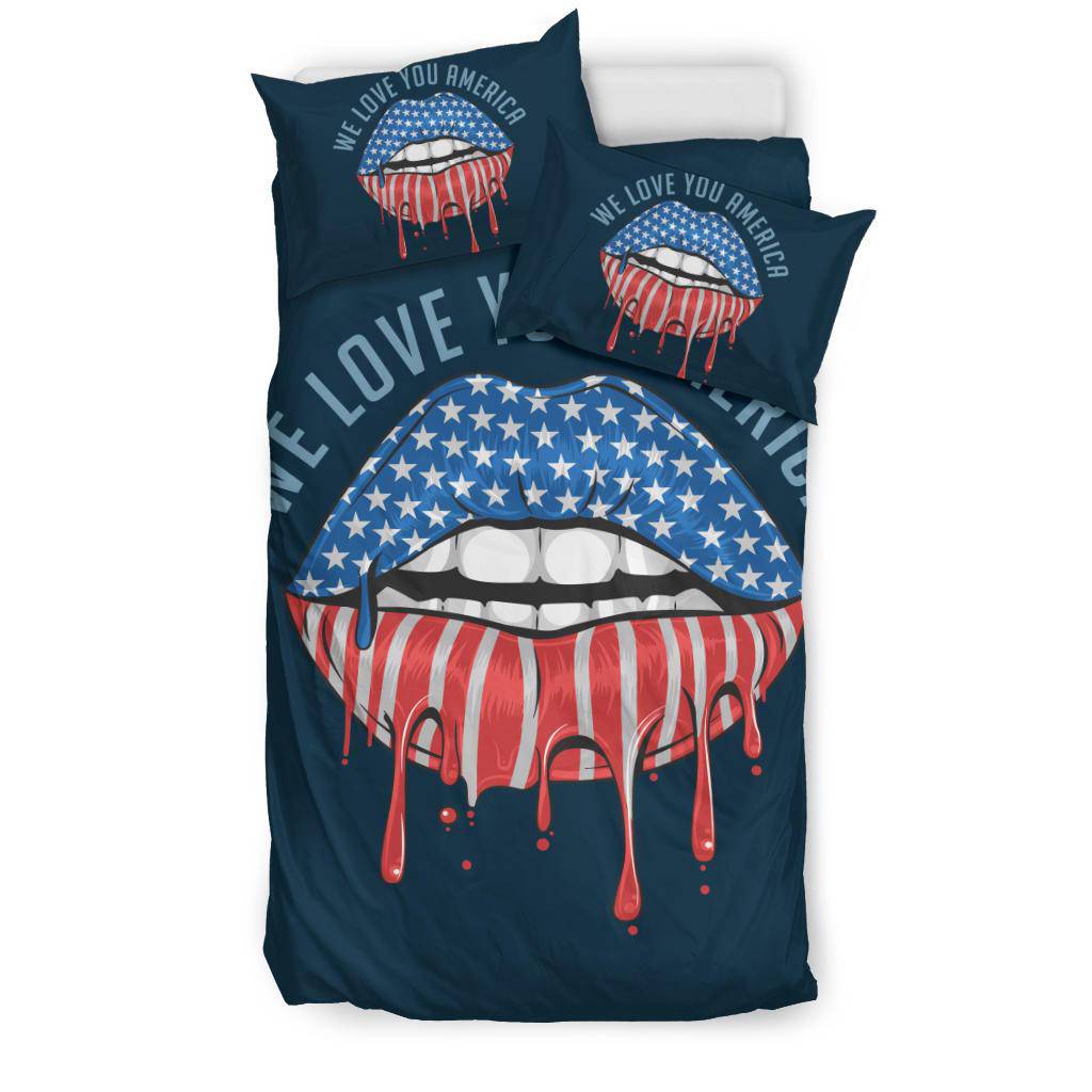 We Love You America Flag Lips Bedding Set - Top Content | POD Collection | Free Shipping