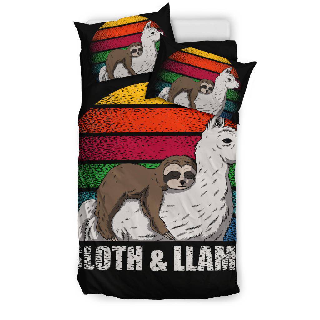 Sloth Llama Retro Sleeping Bedding Set - Top Content | POD Collection | Free Shipping