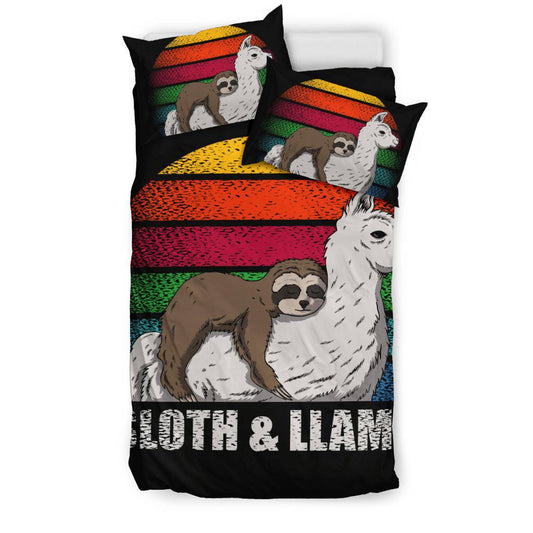 Sloth Llama Retro Sleeping Bedding Set - Top Content | POD Collection | Free Shipping