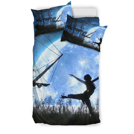 Dancing Girl Ship Moon Night Sky Sea Bedding Set - Top Content | POD Collection | Free Shipping