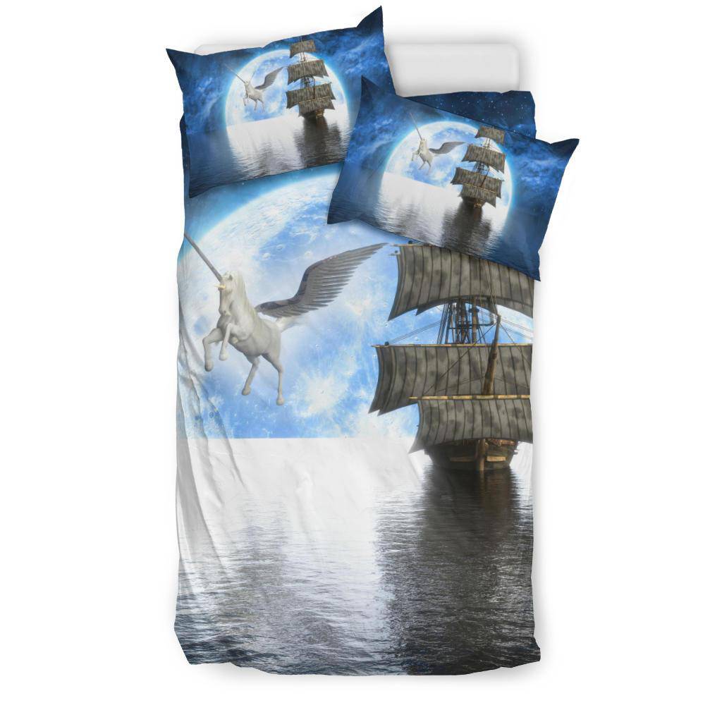 Ship Pegasus Horse Sea Moonlight Night Sky Stars Bedding Set - Top Content | POD Collection | Free Shipping