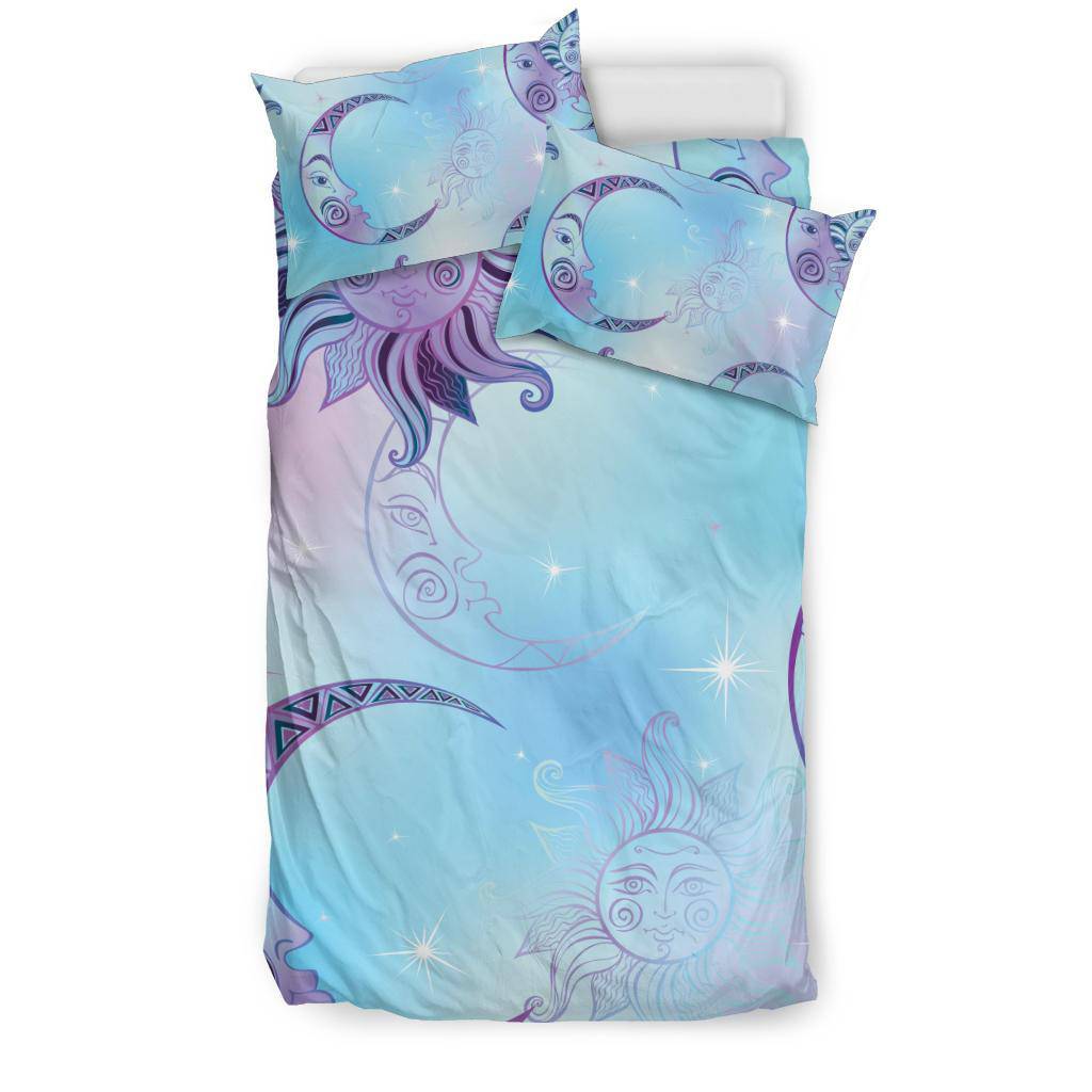 Astrology Moon Sun Stars Cartoon Blue Bedding Set - Top Content | POD Collection | Free Shipping