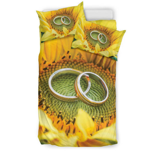 Sunflower Wedding Rings Gift Bedding Set - Top Content | POD Collection | Free Shipping