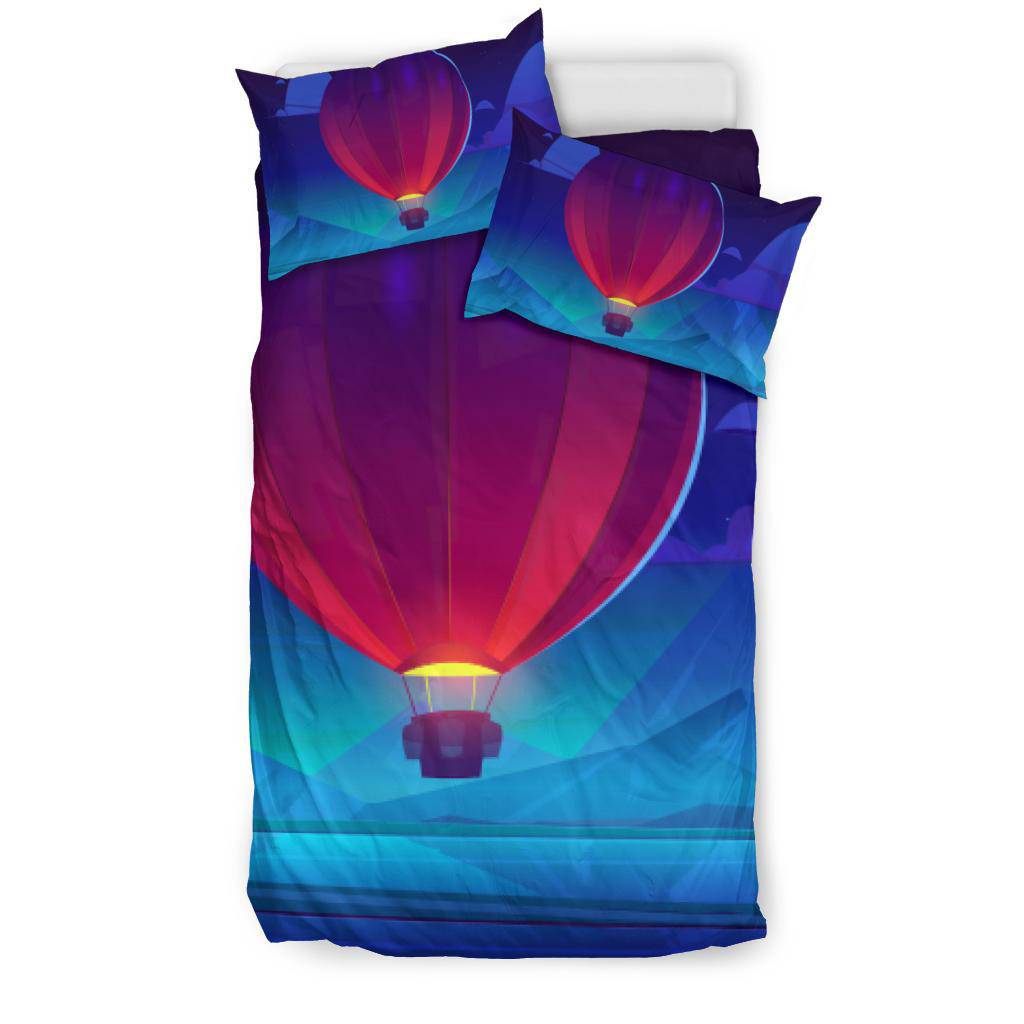 Air Balloon Flying Night Sky Clouds Mountains Bedding Set - Top Content | POD Collection | Free Shipping