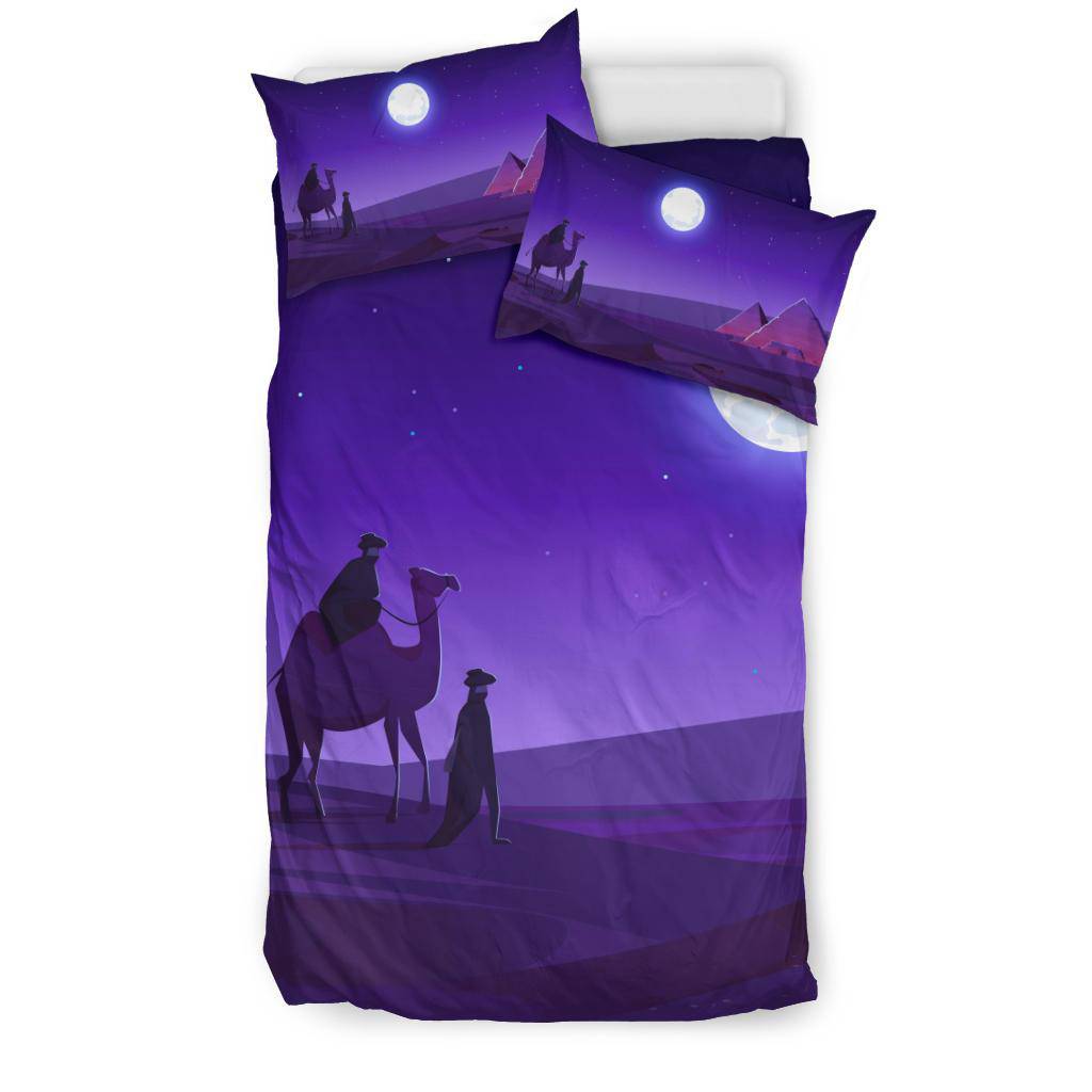 Egypt Pyramids Camel Walk Dark Night Moon Bedding Set - Top Content | POD Collection | Free Shipping