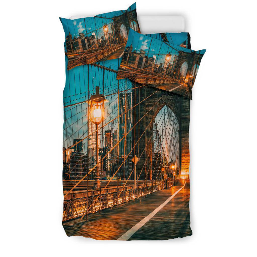 Brooklyn Bridge New York City America Lights Night Sky Bedding Set - Top Content | POD Collection | Free Shipping